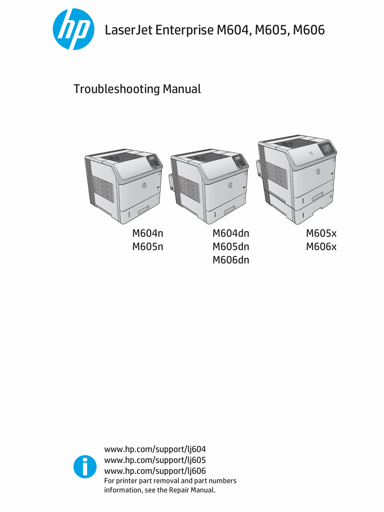 HP LaserJet Enterprise M604 M605 M606 Troubleshooting Manual PDF download-1